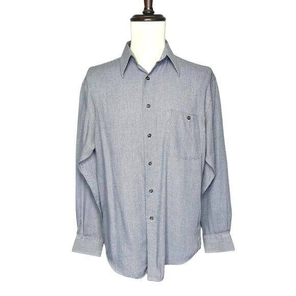 Yves Saint Laurent | Crosshatch Pattern Light Button Up Dress Shirt | Medium - Picture 2 of 13